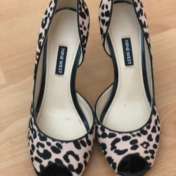 Nine West 8M Peep Toe Pumps Heels Cheetah Leopard Animal Print - Picture 4 of 4